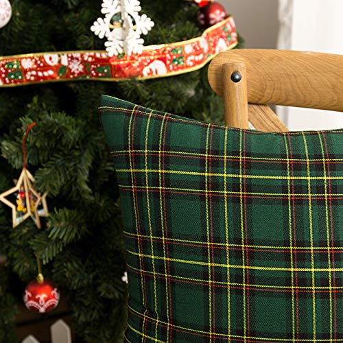 Pack of 2 Christmas Plaid Throw Pillow Covers Green 20x20 Inches U98072