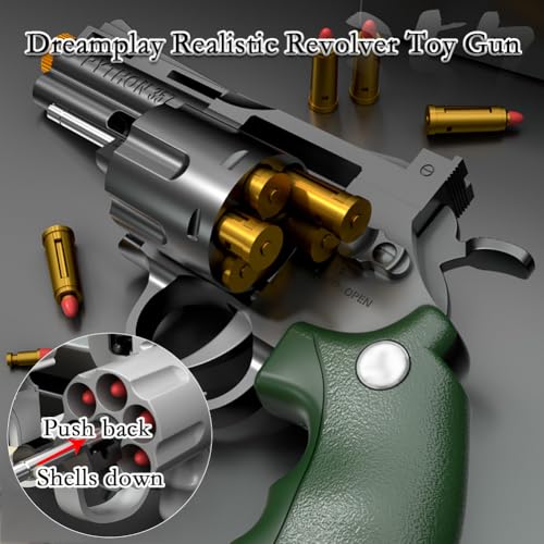Soft Bullets Revolver Toy Gun with 12 Shells 100 Bullets and 3 Targets (Green) A974149