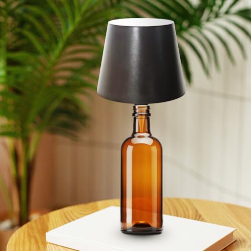 Wireless Bottle Lamp, Rechargeable Touch LED Wine Bottle Light with RGB Breathing Light, White 2PCS C3730