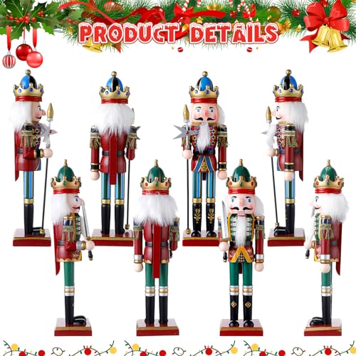Huwena 2Pcs Christmas Nutcracker Soldier Wooden Figure Decor 12'' Z474