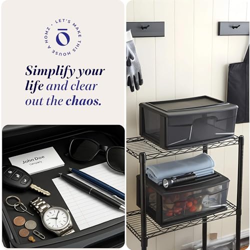 HOMZ 2-Pack 1-Drawer Storage Cart, Clear Plastic, White Frame Y898