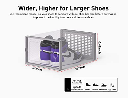 Kuject X-Large Clear Plastic Stackable Shoe Storage Boxes, 12 Pack, Blue Y142131