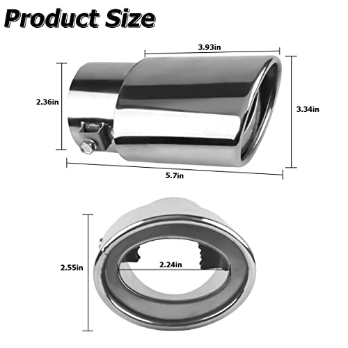 Stainless Steel Car Exhaust Tip, 2.5" to 3.3" Universal, Chrome-Plated Finish, Blue/B Style J466