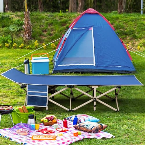 Yaheetech Folding Camping Cot, Portable Military Canvas Sleeping Bed with Carry Bag B4383