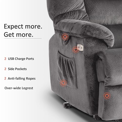 MCombo Triple Motor Power Lift Recliner Chair Sofa with Adjustable Headrest, Fabric, Brown T835565