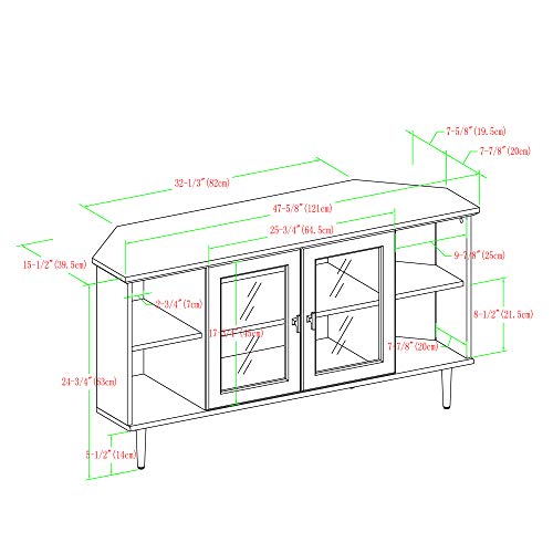 Walker Edison Modern Wood Corner TV Stand with Glass Doors, 48 Inch, Rustic Oak Y4496