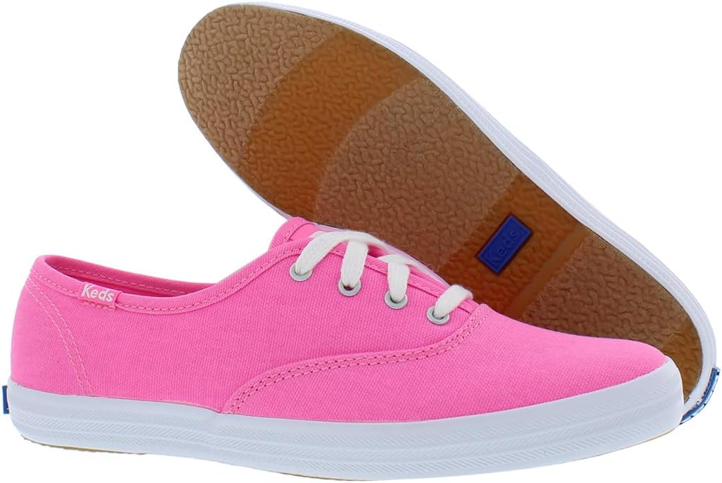 Keds Women's Champion Canvas Lace Up Sneaker Neon Pink U28500