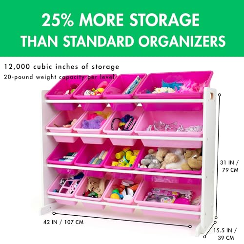 Humble Crew Supersized Toy Storage Organizer with 16 Removable Bins, Grey/White D772791