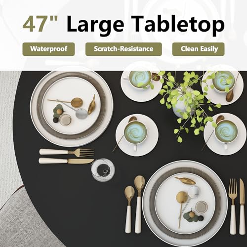 47 inch Round Dining Table with Storage Shelf (Walnut) N502088