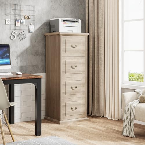 Tribesigns 4-Drawer Vertical File Cabinet for Home Office, Walnut E683