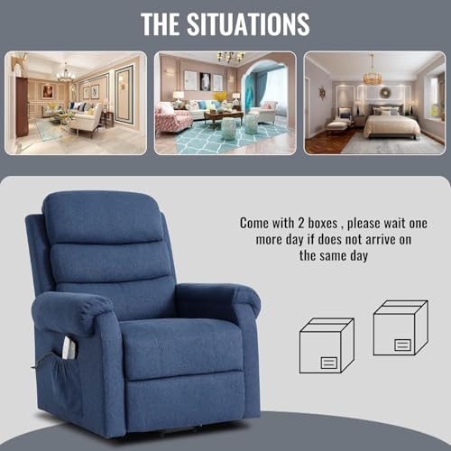 Power Lift Recliner Chair for Elderly with Heat and Massage, Dark Blue Y6453