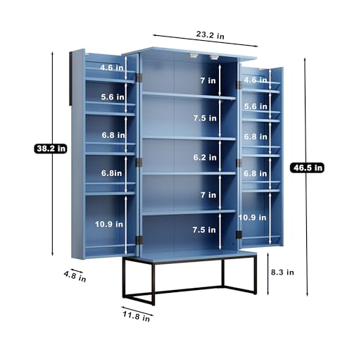 ARTPOWER 46" Blue Pantry Cabinet with Adjustable Shelves B794396