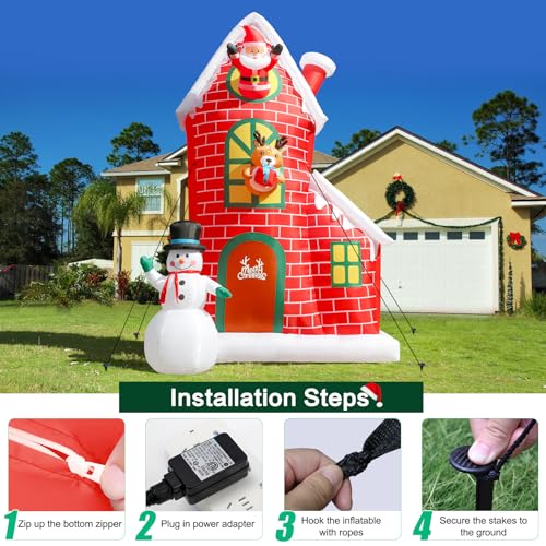 8 FT Christmas Inflatables Santa Claus with Gifts Bag, LED Light, Outdoor Decor F2174