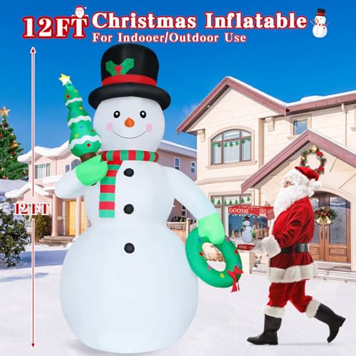 GOOSH 12 FT Christmas Inflatable Snowman with Built-in LEDs B9098