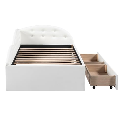 Velvet Upholstered Twin Daybed with Storage Drawers, Gray L64937
