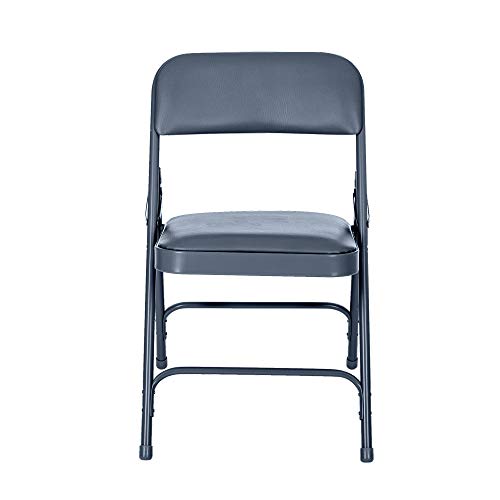 Triple Brace Folding Chair with Vinyl Upholstery, Black N83410