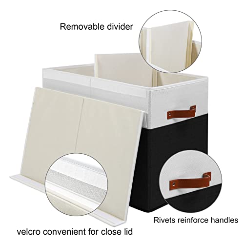 Large Toy Storage Box with Lid and Dividers for Kids, Beige and White X95078
