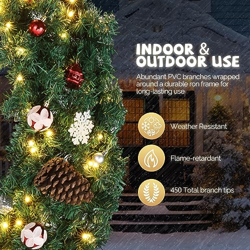 VINGLI 48 Inch Pre-lit Artificial Christmas Wreath with 150 LED Lights T885