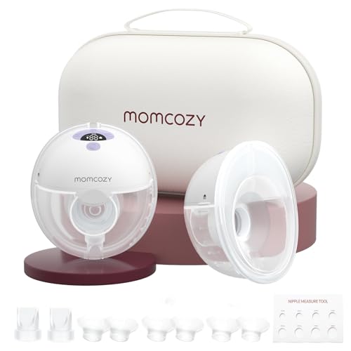 Momcozy M5 Hands-Free Wearable Breast Pump, Double-Sealed Flange, 3 Modes & 9 Suction Levels, 24mm, 2-Pack Quill Gray Z371714