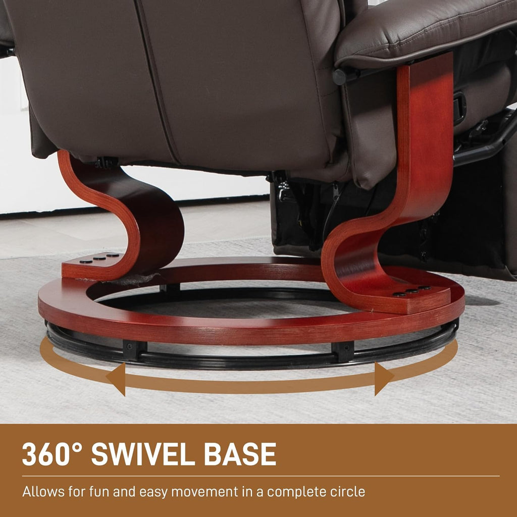 HOMCOM Manual Swivel Recliner Chair PU Leather with Footrest, Brown O9918