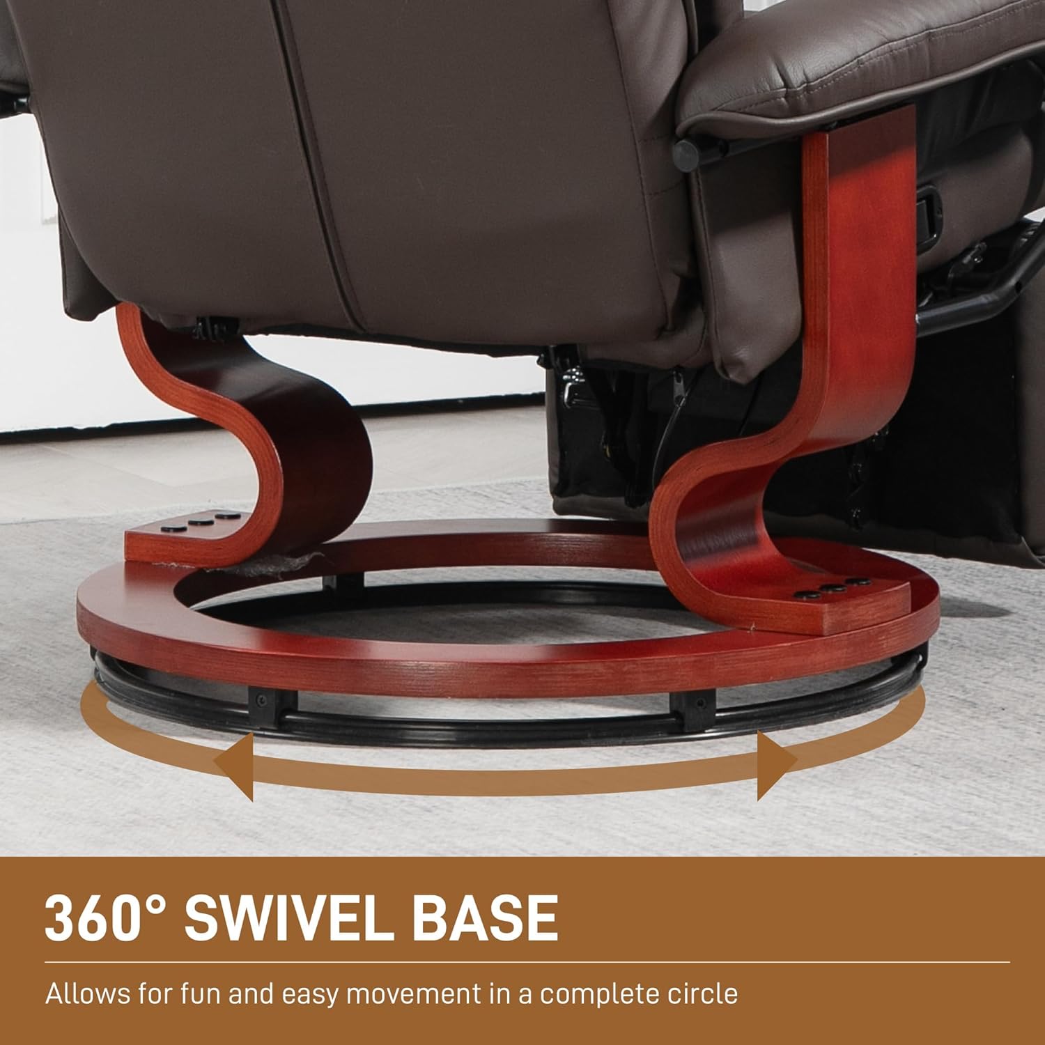 HOMCOM Manual Swivel Recliner Chair PU Leather with Footrest, Brown O9918