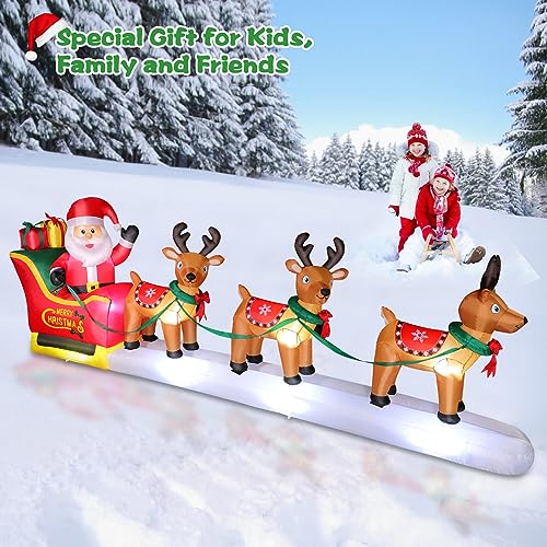8 FT Christmas Inflatable Santa Claus with Gift Bag and LED Lights for Yard Outdoor Decor M3530