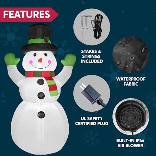 Joiedomi 6 FT Tall Christmas Inflatables Snowman with Built-in LEDs U780