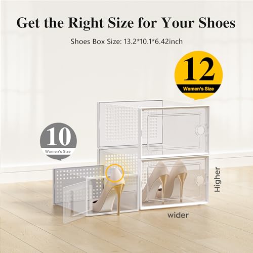 Kuject X-Large Clear Plastic Stackable Shoe Storage Boxes, 12 Pack, Blue Y142131
