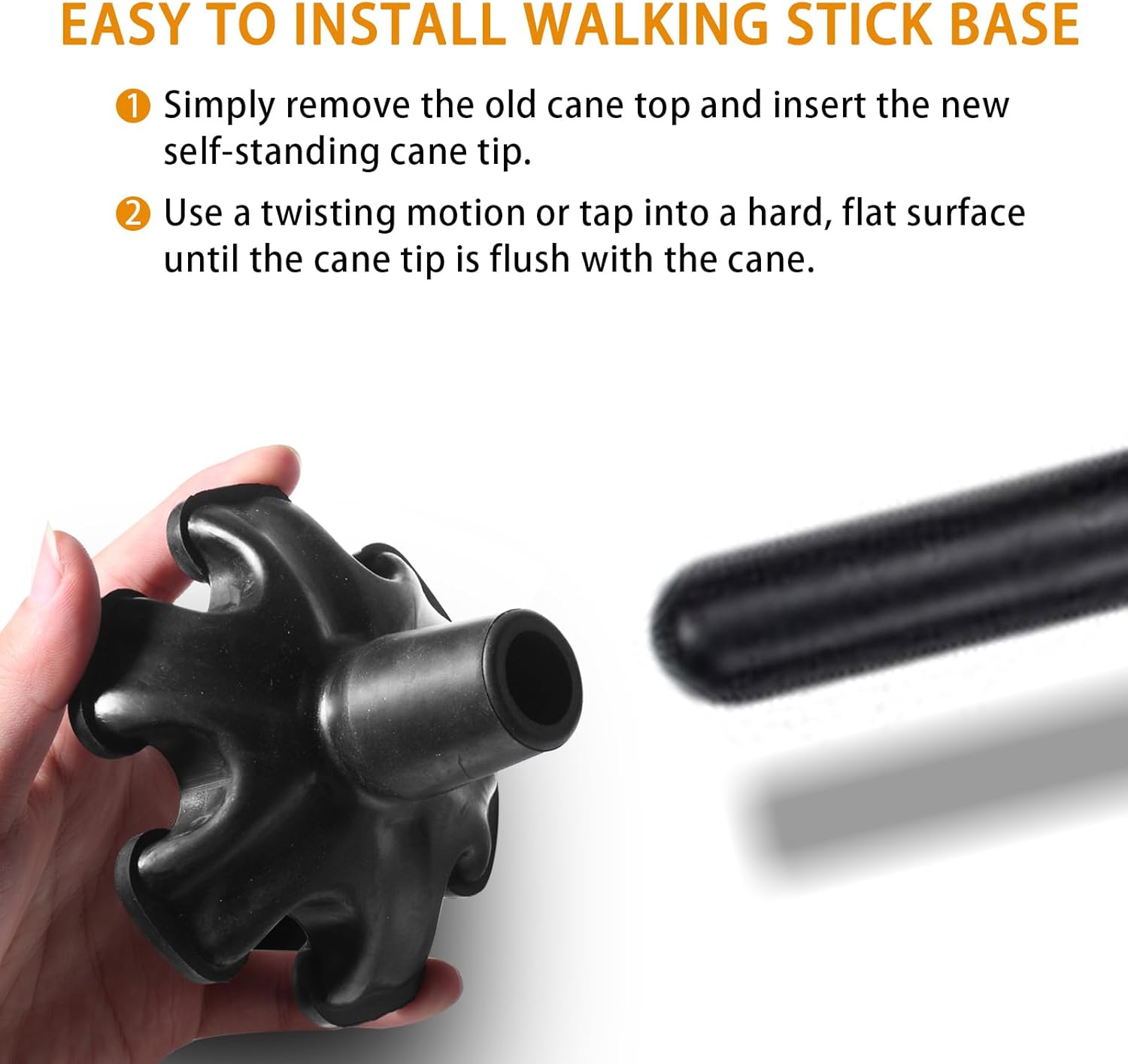 Z&Q LABOR 3/4'' Self Standing Rubber Cane Tip Quad Walking Cane Tips with 6 Support Feet D881494