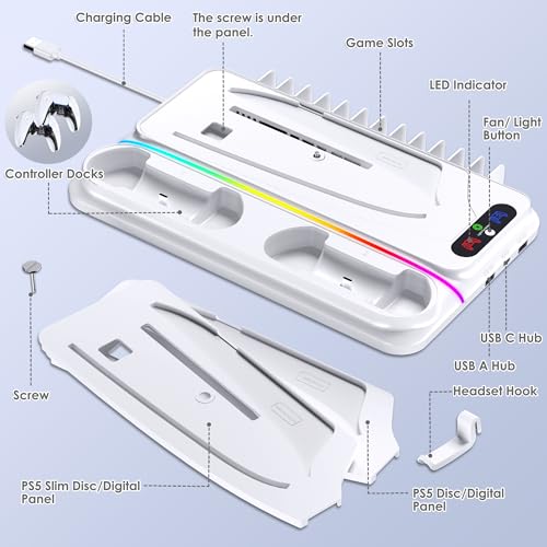PS5 Cooling Station with Dual Controller Charger for PS5/Slim/Pro C48500
