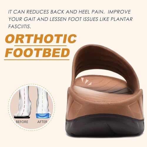 KuaiLu Men's Recovery Sandals Orthotic Cushion Open Toe Sport Slides D332788