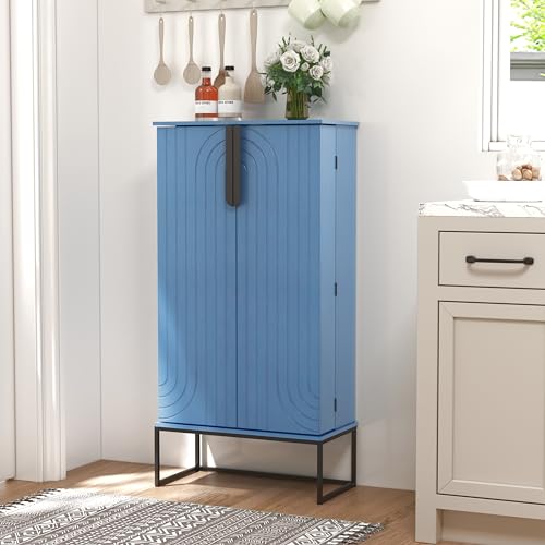 ARTPOWER 46" Blue Pantry Cabinet with Adjustable Shelves B794396
