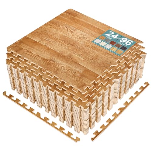 Sorbus Wood Grain EVA Interlocking Floor Mats with Borders J287