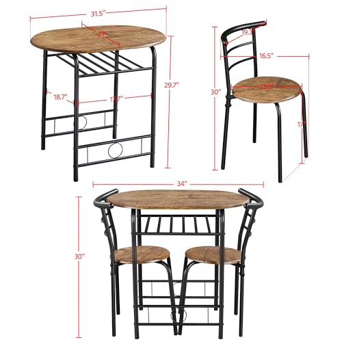 Yaheetech 3-Piece Dining Table Set with 2 Chairs, White X5971