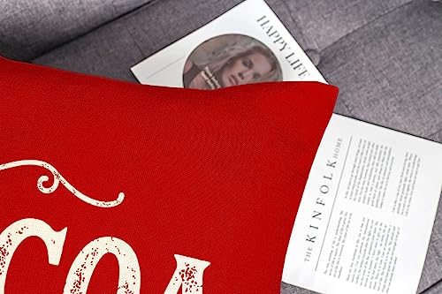 Farmhouse Christmas Pillow Covers 18x18 Set of 4 Red White Rustic Cushion Cases D219