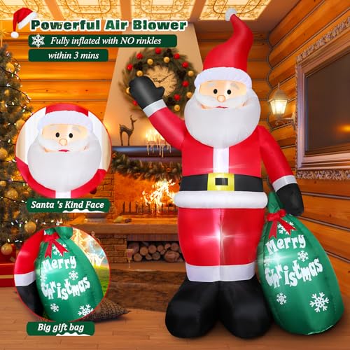 7 FT Christmas Inflatable Santa Claus with LED Lights Indoor Outdoor Decoration M468