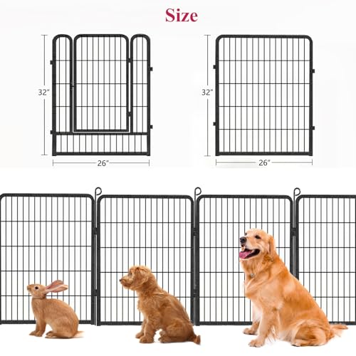 Dog Playpen 32 Inch 10 Panels Outdoor Dog Fence with Lock C803