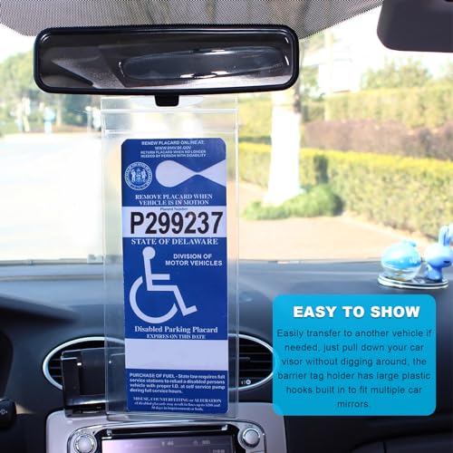 2 PCS Handicap Placard Holder, Transparent Disabled Permit Cover for Sun Visor F5032