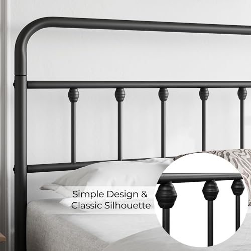 Yaheetech Classic Metal Platform Bed Frame with Victorian Headboard, Full Size Black T81083