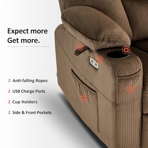 MCombo Small Power Lift Recliner Chair with Massage and Heat, Brown N356790
