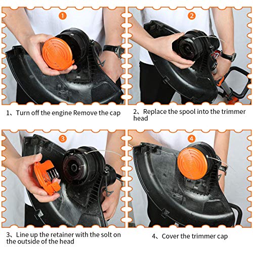 Black and Decker Weed Eater String Trimmer Line, AF-100, 6 Spools & 1 Cap Y8987