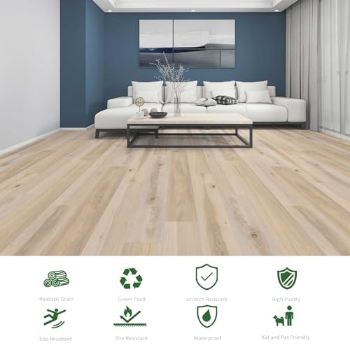 Interlocking Luxury Vinyl Flooring Wood-Look Planks SPC Rigid Core Waterproof Hickory Q852539