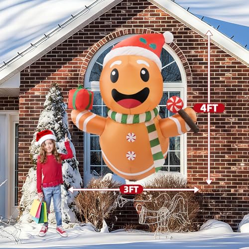 B&D 12FT Giant Christmas Inflatables Snowman Outdoor Decorations with Rotating LED Lights B36000