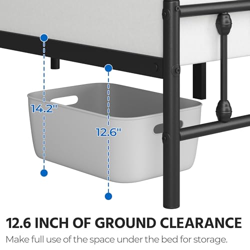 Yaheetech Classic Metal Platform Bed Frame with Victorian Headboard, Full Size Black T81083