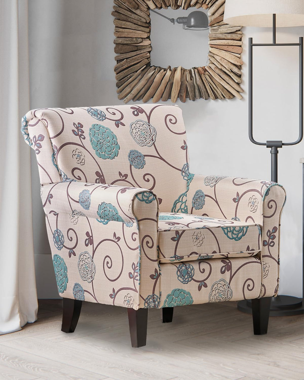 Millies Patterned Fabric Sofa Modern Chic Couch with Wooden Metal Legs V669