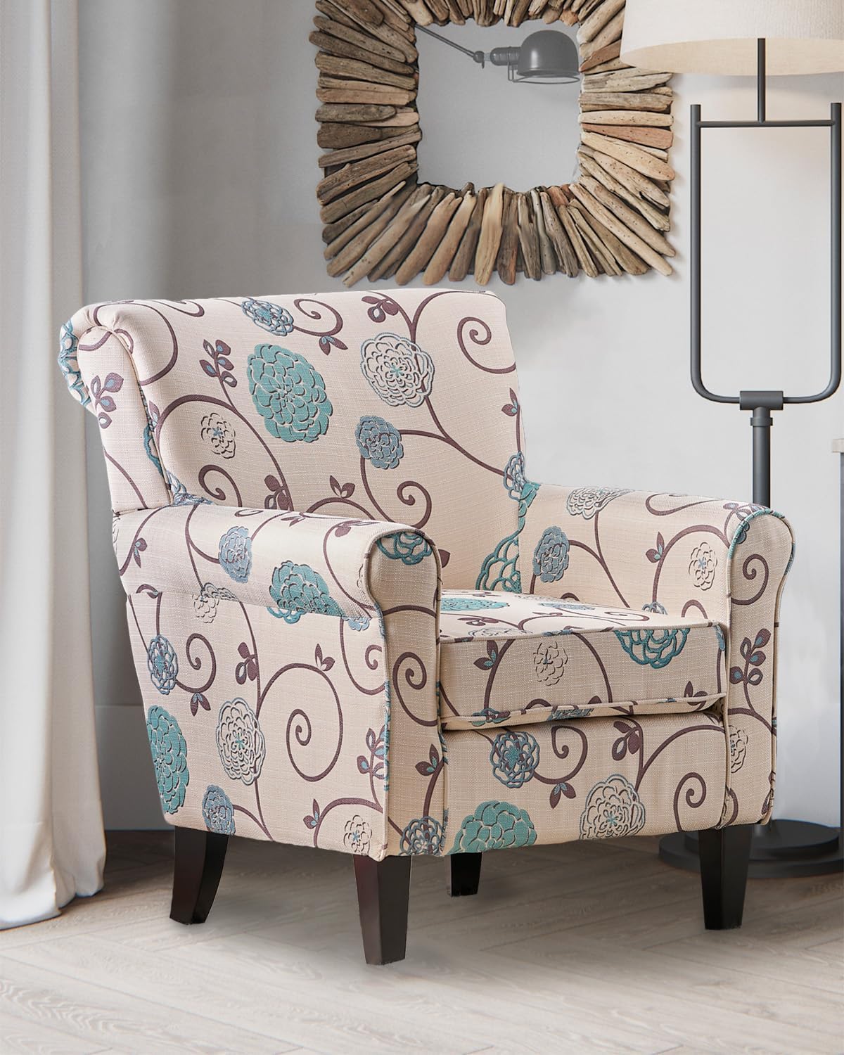 Millies Patterned Fabric Sofa Modern Chic Couch with Wooden Metal Legs V669
