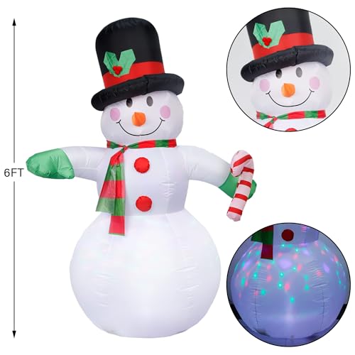 Dynaming 6 FT Christmas Inflatable Snowman with Rotating LED Lights O6348