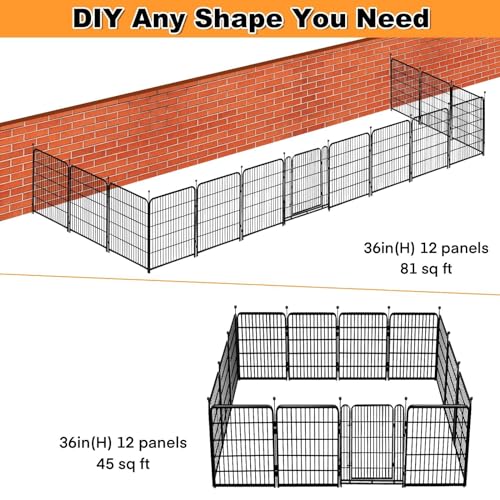 Tall Garden Fence 32in 8 Panels Metal Dog Pen Outdoor for Yard G496561