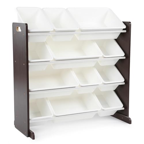 Humble Crew Kids Toy Storage Organizer with 12 Plastic Bins, Grey/White O74556