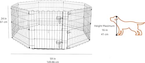 Amazon Basics Foldable Octagonal Metal Dog Playpen, Extra Large, Black G18040